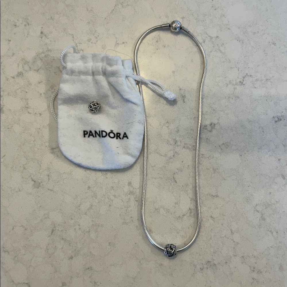 Pandora Moments Snake Chain Silver Necklace with Intricate Charms